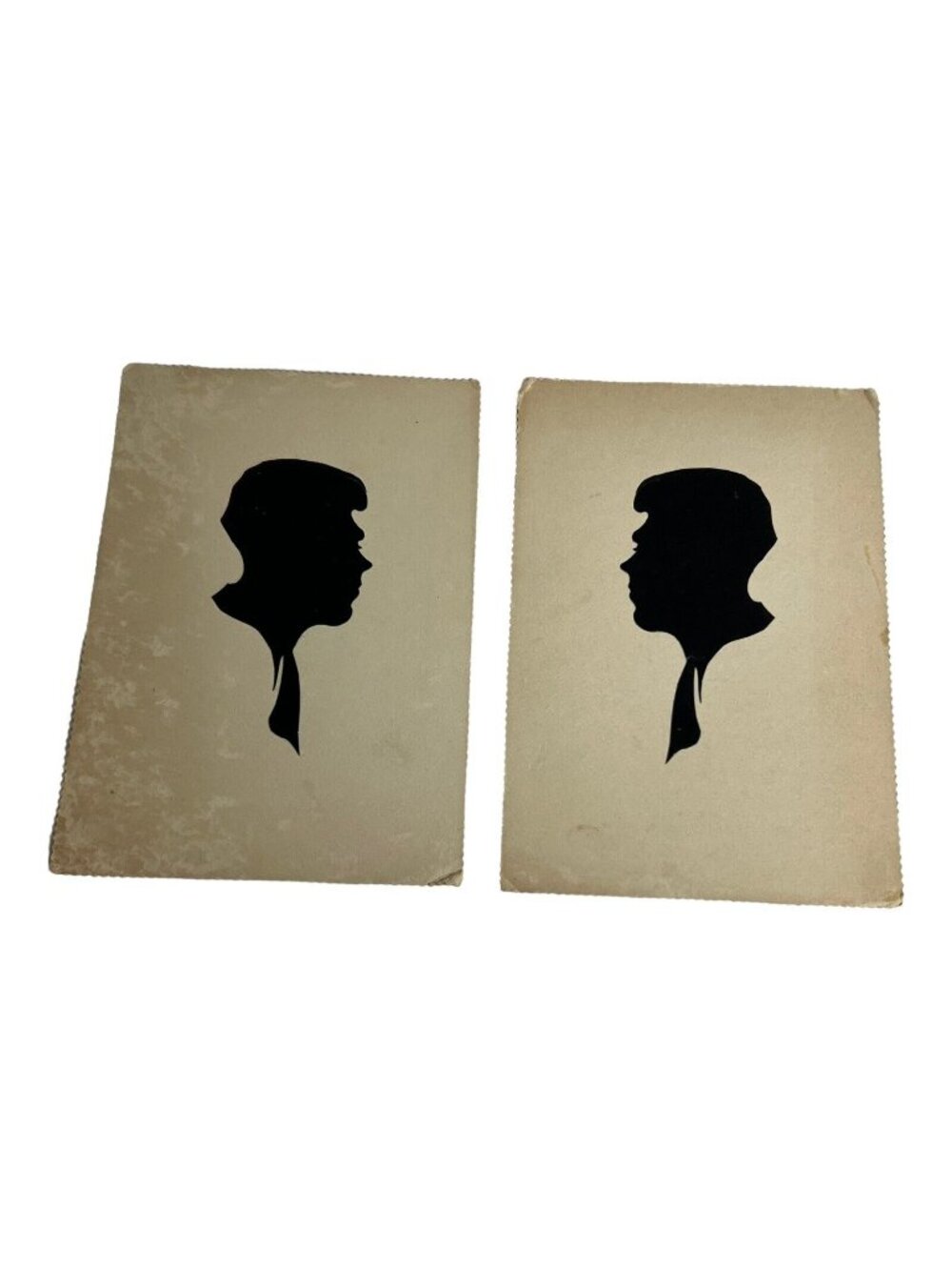 Matching Pair of Vintage Cut Silhouette Picture Young Man Brothers Boys Profile